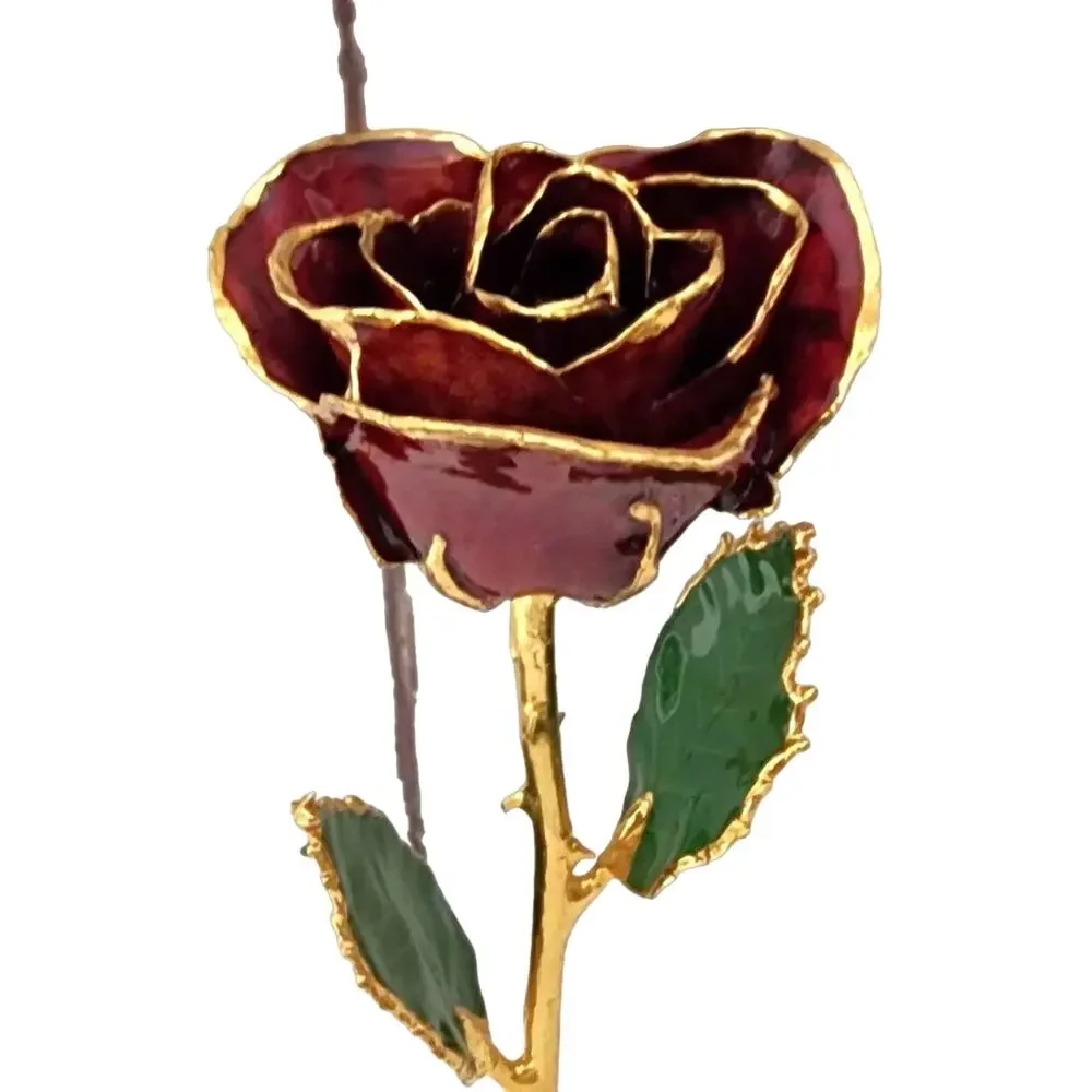 Forever Rose 24K Gold Plated Timeless Handcrafted Single Red Rose - Picture 7 of 8
